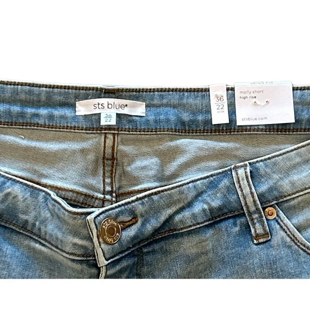 Sts Blue Women's Molly High Rise Boyfriend Frayed Hem Shorts Blue Size 3…